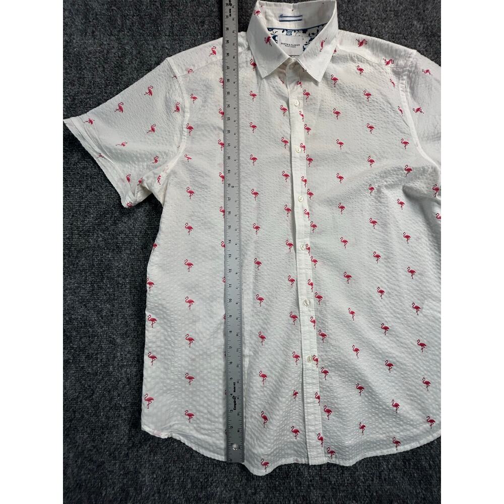 Denim & Flower Ricky Singh Flamingo Camp Shirt Men's Medium White Button Up - Picture 5 of 6